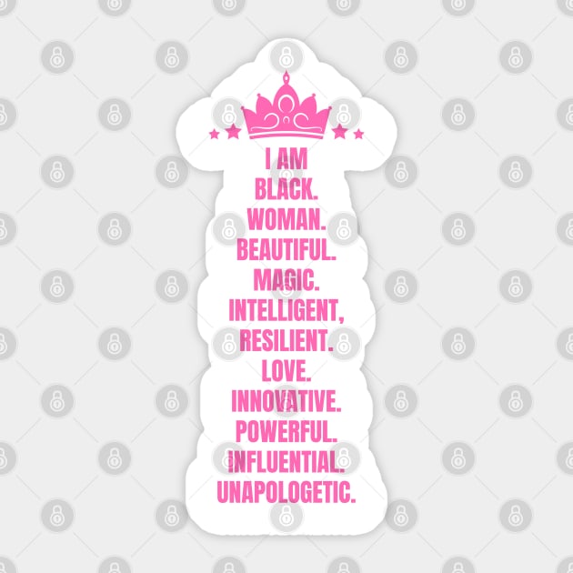 I Am A Powerful Black Woman | African American | Black Queen Sticker by UrbanLifeApparel
